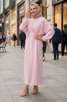 Bağlamalı İkili Elbise-Pembe