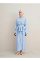 Aksesuar Detay İkili Elbise-Bebe Mavisi