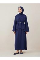 Aksesuar Detay İkili Elbise-Lacivert