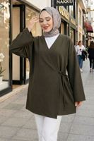 Yan Bağlamalı Atlas Tunik-Haki