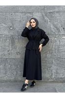 Yelekli İkili Elbise-Siyah