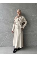 Yelekli İkili Elbise-Taş