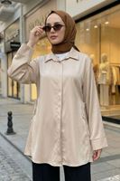 Yan Bağlamalı Saten Tunik-Taş