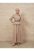 Ön Arka Pensli Kemer Detay Etekli Takım-Vizon