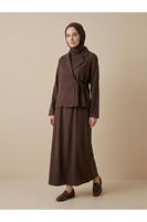 Ceketli İkili Elbise-Kahve