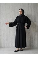 Arka Fermuarlı Etekli Takım-Siyah