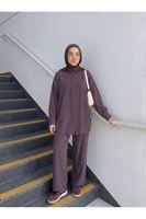 Arka Roba Detay Pantolonlu Takım-Bordo