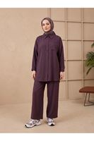 Cep Detay Pantolonlu Takım-Bordo