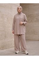 Cep Detay Pantolonlu Takım-Vizon