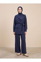 Omuz Toka Detay Aller Pantolonlu Takım-Lacivert