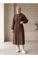 Hakim Yaka Uzun Tunik-Kahve