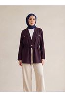 Çift Kapak Tünel Detay Ceket-Bordo