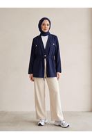 Çift Kapak Tünel Detay Ceket-Lacivert