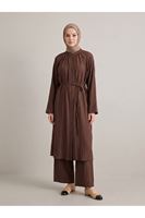 Hakim Yaka Uzun Pantolonlu Takım-Kahve