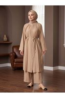 Hakim Yaka Uzun Pantolonlu Takım-Vizon