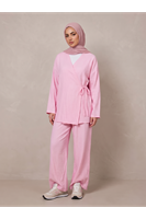 Yan Bağlamalı Çilek Takım-Pembe