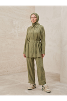 Takma Manşet Pantolonlu Takım-Haki