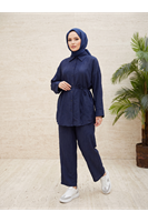 Takma Manşet Pantolonlu Takım-Lacivert