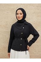 Çapraz Düğmeli Tunik-Siyah