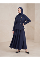 Çapraz Düğmeli Etekli Takım-Lacivert