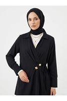 Çift Düğmeli Bağcıklı Tunik-Siyah