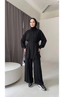 Ön Arka Pileli Pantolonlu Takım-Siyah