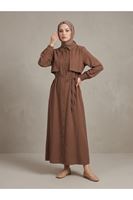 Aller Detay Patlı Elbise-Kahve