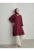 Yırtmaç Detay Uzun Tunik-Bordo