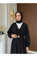 Kuşak Aksesuar Detay BAĞLAMALI eLBİSE-Siyah
