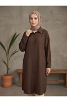 Arka A Pile Uzun Tunik-Kahve