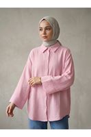 Duble Kol Müslin Gömlek-Pembe