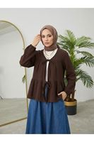 İki Bağlamalı Müslin Tunik-Kahve