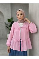 İki Bağlamalı Müslin Tunik-Pembe