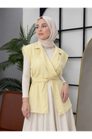 Yaka Bağlamalı Yelek-Sarı