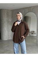 Kendinden Çizgili Tunik-Kahve