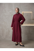 Pat Detay Elbise-Bordo