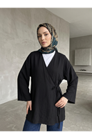 Yan Bağlamalı Çilek Tunik-Siyah