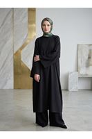 Reklan Kol Çilek Elbise-Siyah