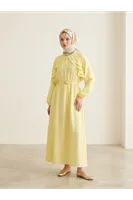 Fırfır Detay Elbise-Sarı