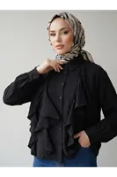 Fırfır Detay Tunik-Siyah