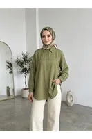 Ön Roba Detaylı Tunik-Haki
