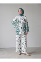 Desenli Viskon Kimono Takım-Color