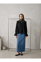Yaka Bağlamalı Tunik-Siyah
