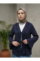 Önü Fırfırlı Tunik-Lacivert