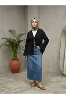 Önü Fırfırlı Tunik-Siyah