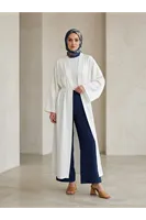 Kimono Uzun Dubai Hırka-Beyaz