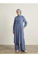 Biritli Pantolonlu Takım-İndigo