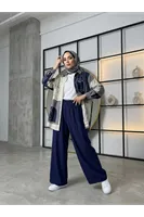 Bol Paça Çilek Pantolon-Lacivert