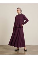 Volanlı Etekli Takım-Bordo