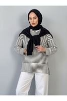 Çizgili Oysho Tunik-Siyah